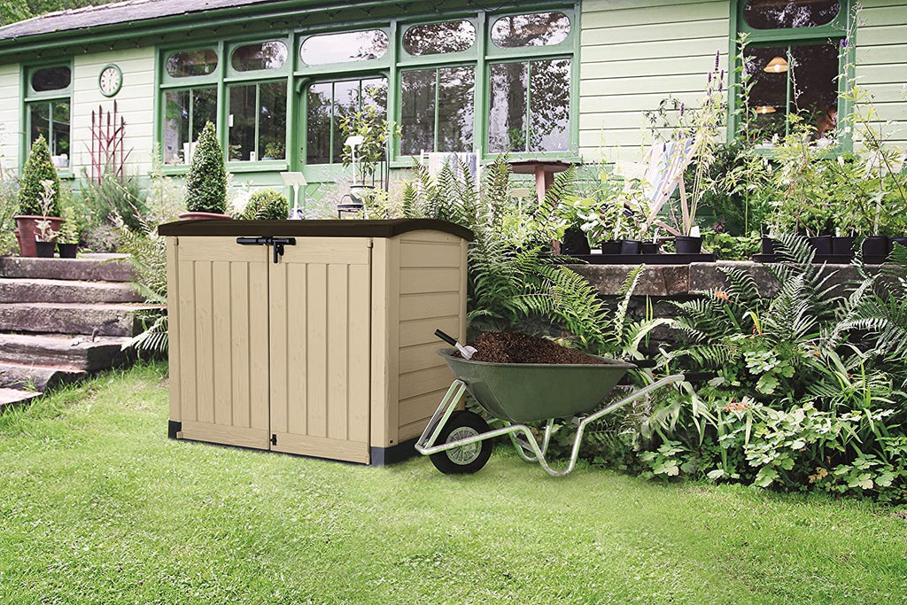 Keter Store-It-Out Arc 1200L Outdoor Storage Box – Brown, Weather-Resistant Wheelie Bin Shed