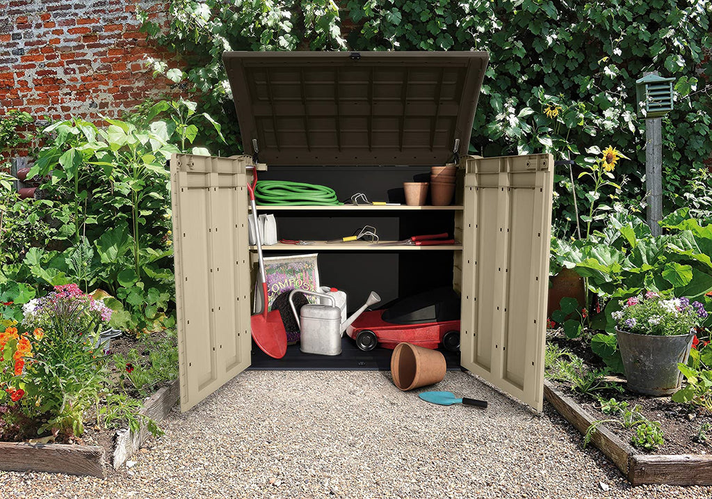 Keter Store-It-Out Arc 1200L Outdoor Storage Box – Brown, Weather-Resistant Wheelie Bin Shed